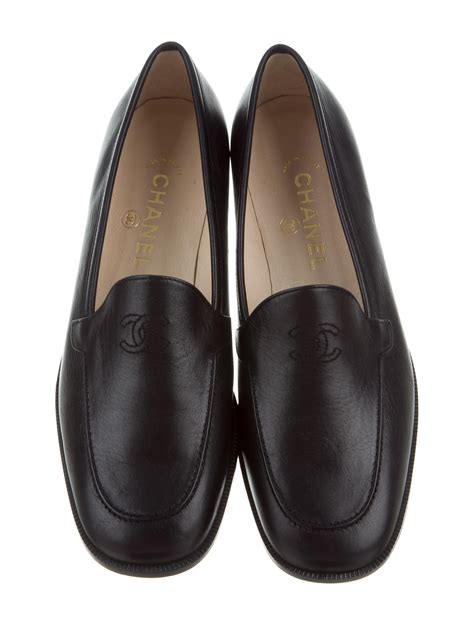 chanel female shoes leather round toe loafers mule|chanel loafers.